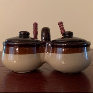 Glazed ceramic dual jelly server